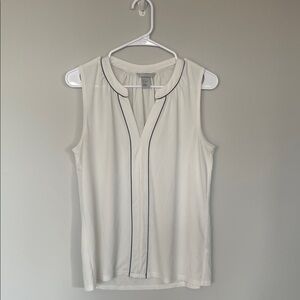H&M White Sleeveless Blouse with Black Piping